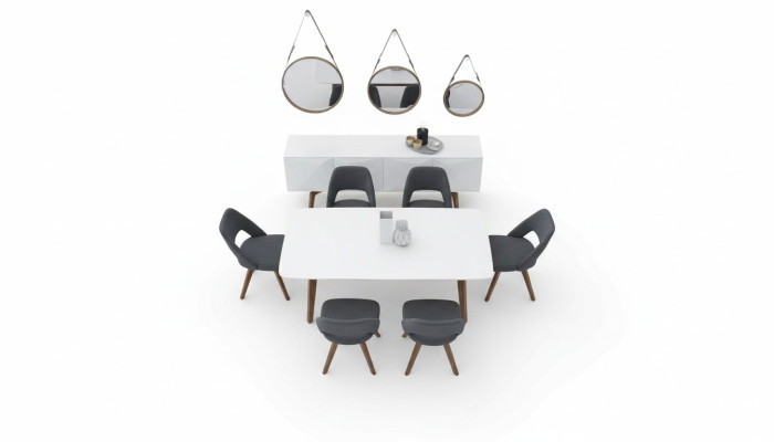 Juego de comedor de lujo Muebles de comedor Mesa Sillas Cómoda Muebles de madera maciza