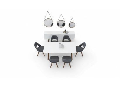 Juego de comedor de lujo Muebles de comedor Mesa Sillas Cómoda Muebles de madera maciza