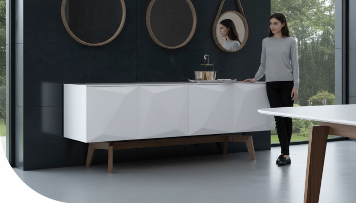 Aparador blanco con espacio de almacenamiento Muebles de comedor Muebles de lujo de madera modernos