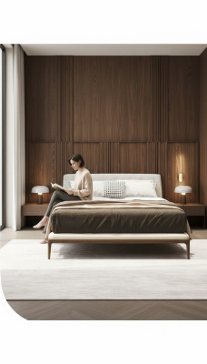 Cama blanca Marco de cama de lujo Muebles de dormitorio modernos Estructura de madera