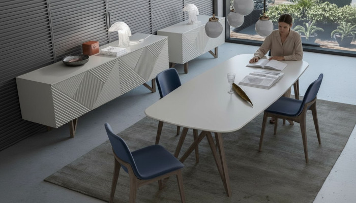 Juego de comedor Conjunto de comedor moderno Aparador blanco con espacio de almacenamiento
