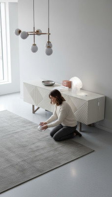 Moderno Cómoda Gris de lujo Aparador Bajo con espacio de almacenamiento Estilo