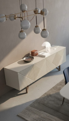 Moderno Cómoda Gris de lujo Aparador Bajo con espacio de almacenamiento Estilo