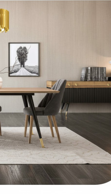Silla de cocina de tela gris de lujo con suavidad media en madera