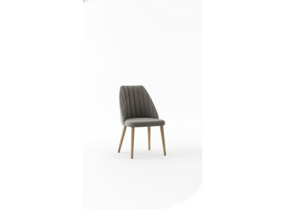 Silla de cocina de tela gris de lujo con suavidad media en madera