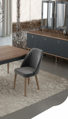 Silla de lujo moderna gris, una sola pieza, muebles de madera, sillas de cocina.