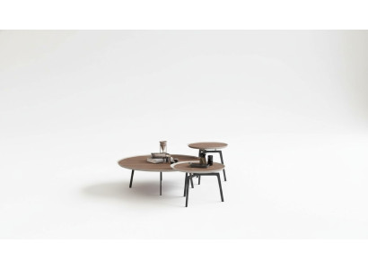 Juego de mesa de centro Muebles de salón Lujo Mesas marrones Diseño de lujo Madera