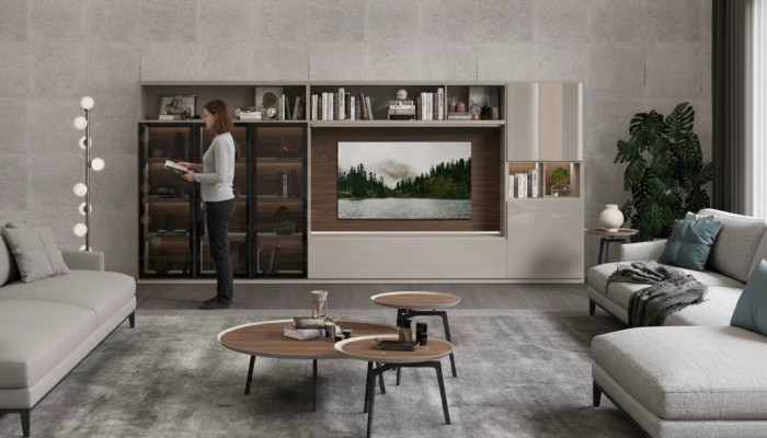 Mueble de salón moderno blanco Muebles de sala de estar de madera de lujo Decoración