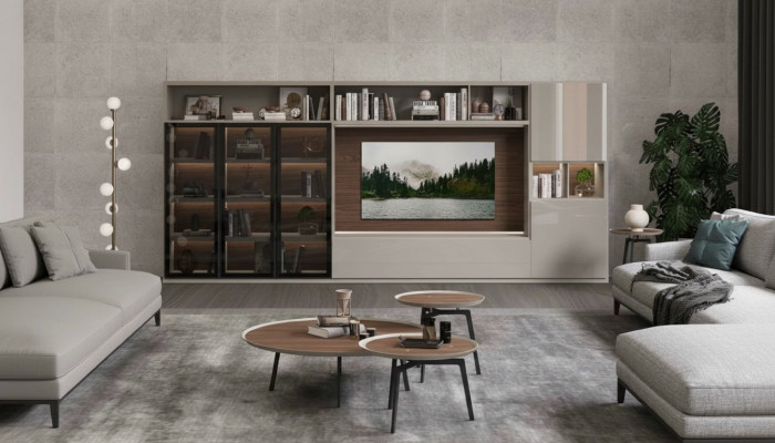 Mueble de salón moderno blanco Muebles de sala de estar de madera de lujo Decoración
