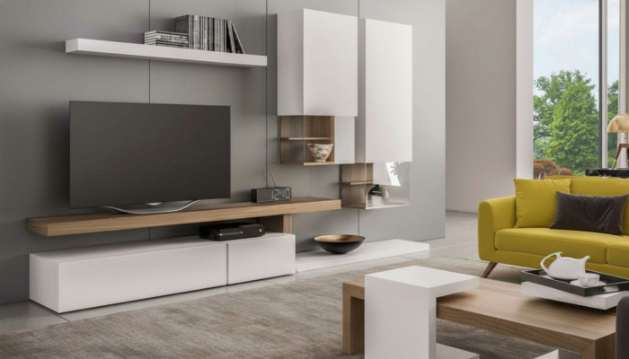 Muebles blancos para pared, modernos armarios suspendidos, estantes de pared, soporte de TV, aparador