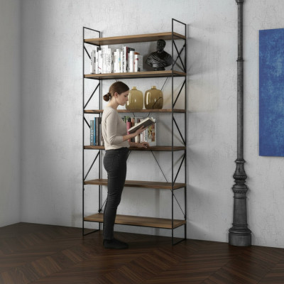 Estantería de pared, librería moderna, estantería de sala de estar, muebles de madera de diseño.