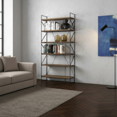 Estantería de pared, librería moderna, estantería de sala de estar, muebles de madera de diseño.
