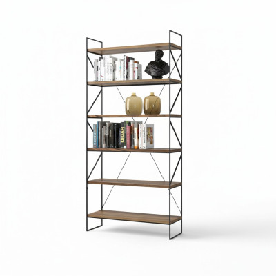 Estantería de pared, librería moderna, estantería de sala de estar, muebles de madera de diseño.