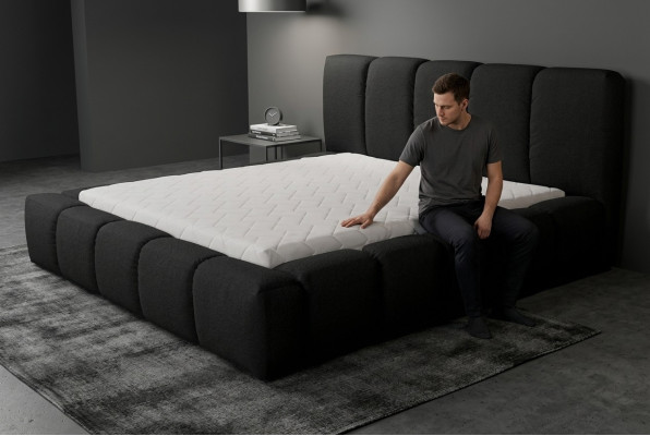 Cama Cama doble negra Dormitorio Muebles de madera Diseño Muebles tapizados Tela