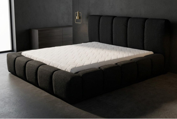 Cama Cama doble negra Dormitorio Muebles de madera Diseño Muebles tapizados Tela