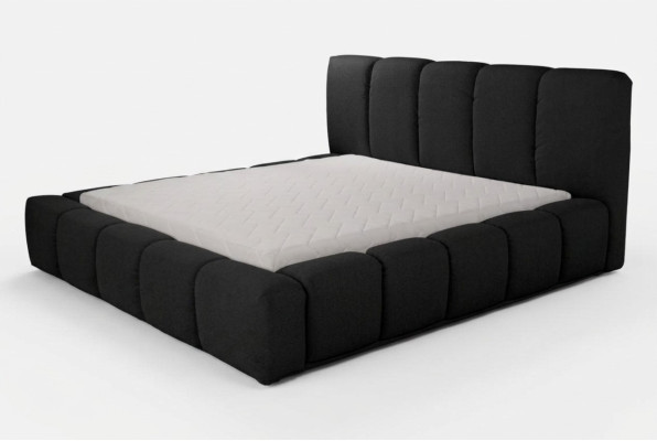 Cama Cama doble negra Dormitorio Muebles de madera Diseño Muebles tapizados Tela