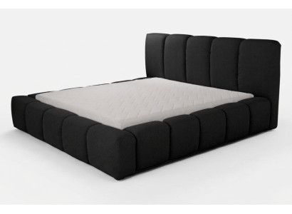 Cama Cama doble negra Dormitorio Muebles de madera Diseño Muebles tapizados Tela