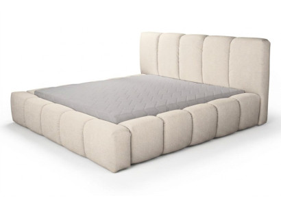 Cama Cama doble blanca Dormitorio Muebles de madera Diseño Tapicería Tela