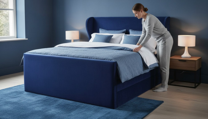 Cama cama doble dormitorio terciopelo tapizada camas diseño muebles tapicería