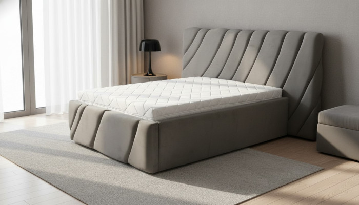 Cama de terciopelo gris Cama doble 140x200 Diseño de camas Equipamiento de hotel