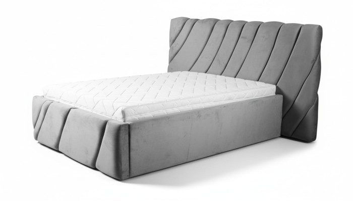 Cama de terciopelo gris Cama doble 140x200 Diseño de camas Equipamiento de hotel