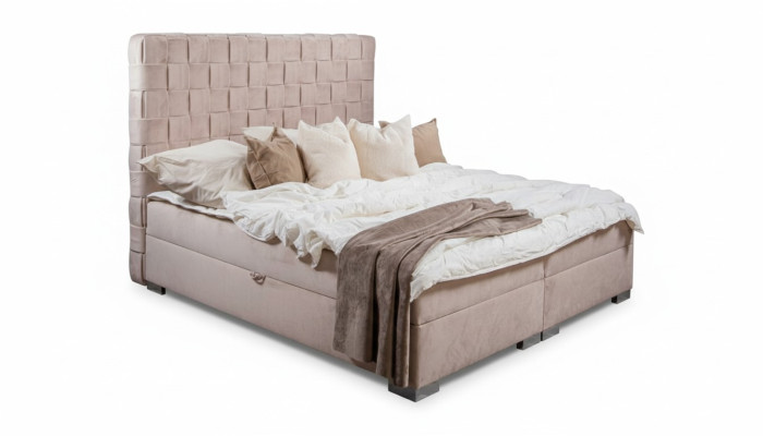 Beige dormitorio camas acolchadas cama chesterfield textil tela nuevo