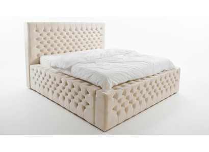 Cama de lujo Chesterfield de terciopelo cama de doble tejido de tela de hotel de 140x200