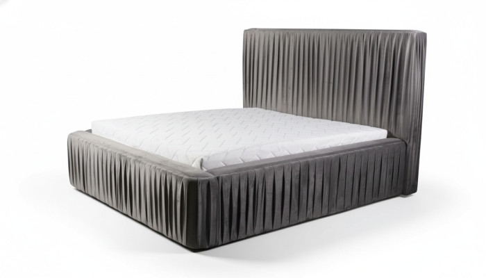 Grises dormitorios dobles Muebles de madera Diseño elegante Tela de muebles clásicos nuevos