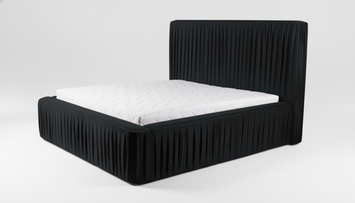 Dormitorio doble negro de diseño de muebles de madera elegante, tela clásica de muebles nuevos