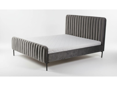 Dormitorio doble gris, diseño de muebles de madera elegante, tela clásica, muebles nuevos.