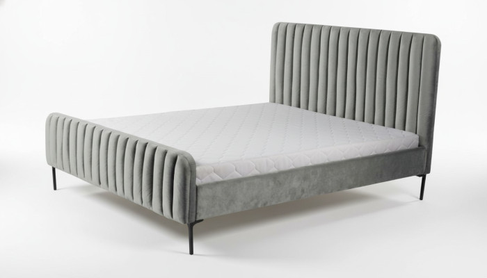Diseño de muebles de dormitorio dobles grises elegantes con tela para hotel.