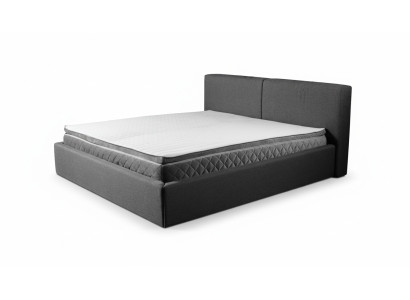 Cama doble gris acolchada con diseño de cama con almacenamiento de tela elegante