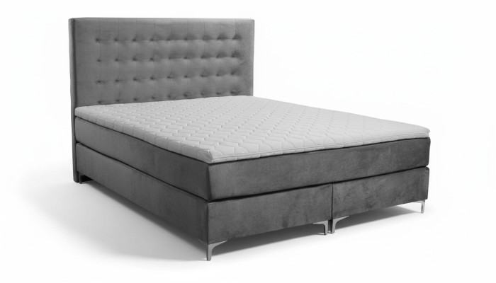 Cama doble gris Diseño clásico de muebles de dormitorio Elegante tela nueva