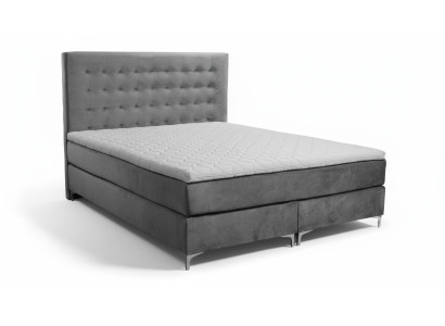 Cama doble gris Diseño clásico de muebles de dormitorio Elegante tela nueva