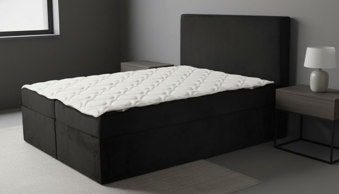 Cama doble negra Diseño clásico de muebles de dormitorio Elegante tela nueva