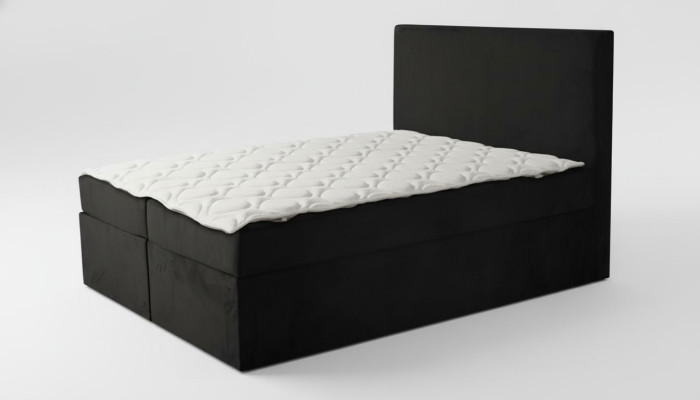 Cama doble negra Diseño clásico de muebles de dormitorio Elegante tela nueva