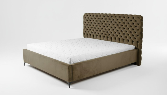 Cama Chesterfield verde Diseño clásico de muebles para dormitorio Elegante tela.