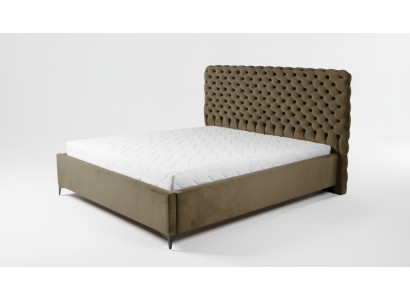 Cama Chesterfield verde Diseño clásico de muebles para dormitorio Elegante tela.