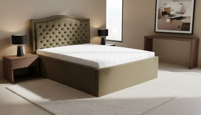 Verde Chesterfield cama Diseño clásico de muebles de dormitorio Elegante tela