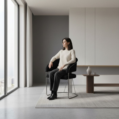 Silla moderna Sillón 1x Comedor Salón de televisión Silla tapizada Nueva Textil