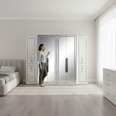 Armario armario de lujo de madera armarios muebles de diseño dormitorio blanco nuevo