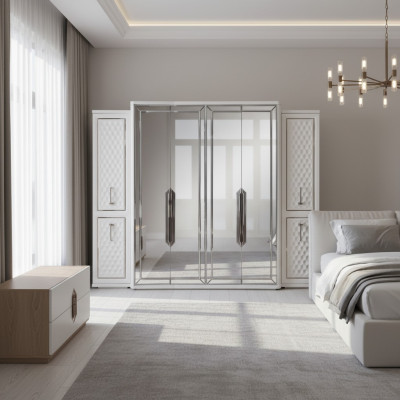 Armario armario de lujo de madera armarios muebles de diseño dormitorio blanco nuevo
