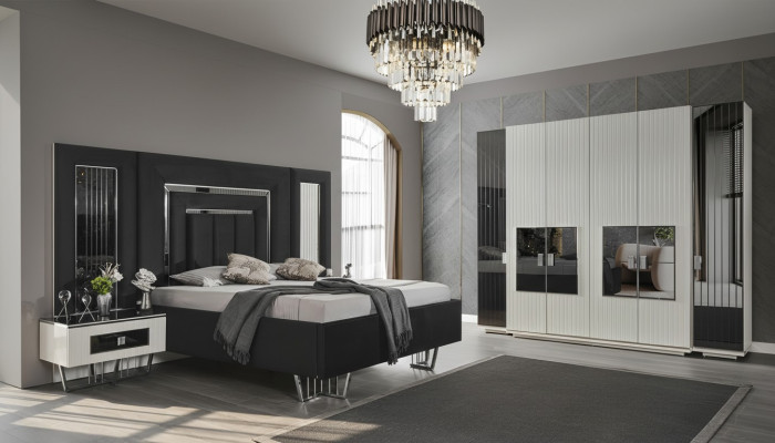 Armario de dormitorio Muebles de metal de lujo Camas elegantes Cama de metal Bastidor de cama