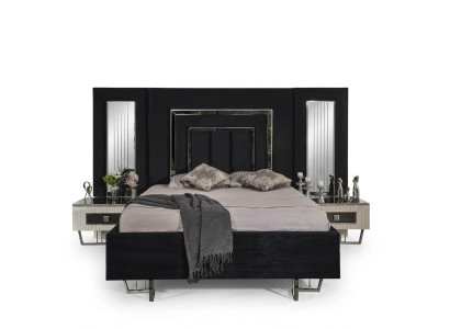 Dormitorio Cama 2x Mesitas de noche Juego de camas de lujo completo Muebles de diseño de 3 piezas
