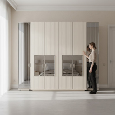 Armario Armario de lujo de madera Diseño Muebles Dormitorio Blanco Nuevo