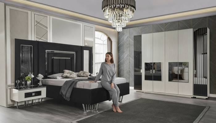 Dormitorio conjunto 2 mesitas de noche armario completo habitación cama muebles 4 piezas
