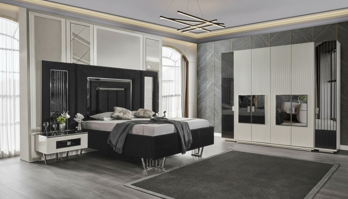 Dormitorio conjunto 2 mesitas de noche armario completo habitación cama muebles 4 piezas
