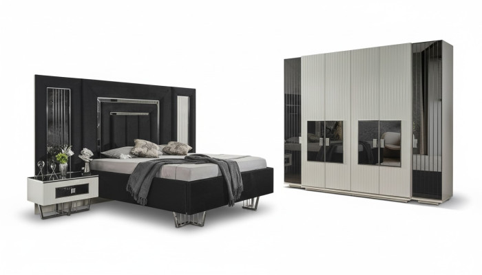 Dormitorio conjunto 2 mesitas de noche armario completo habitación cama muebles 4 piezas