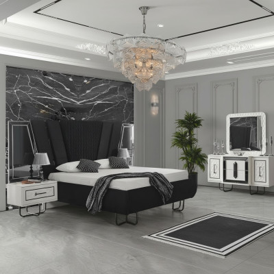 Dormitorio cama con 2 mesitas de noche cama doble muebles camas tapizadas 3 piezas conjunto