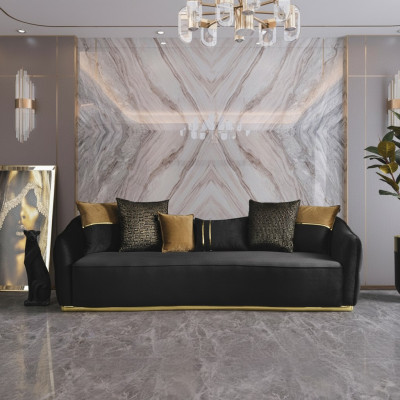 Tela de oro sofá de tela de 3 plazas marrón Sofá Sofás tapizados Muebles